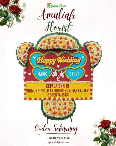 Karangan Papan Bunga Pernikahan di Kalibendo